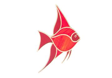 Angelfish Suncatcher, Red Tropical Fish Window Decoration, Ocean Life Angel Fish