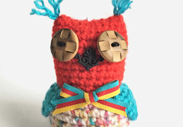 Little Red Crochet Owl Keyring Bag Charm