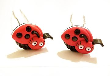 Cute Laddybug 3 Inch hair pin set #19