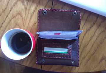 Handmade leather tobacco bag with slot for rolling paper