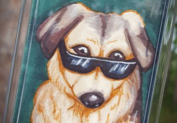 Jake 2x3 Photo Keychain | One Cool Dog with Sunglasses | Each Copy is Handpainted | Perfect For Dog Lovers | Back to School Accessory