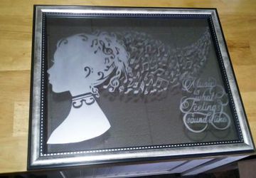 8x10 Etched Music Head Silhouette Mirror