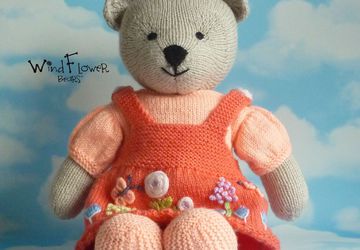 Hand knitted one of a kind teddy bear - Meadowsweet.