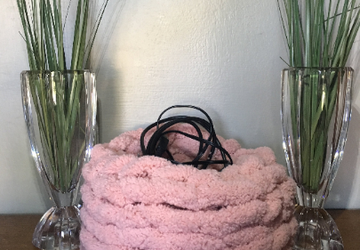 knit basket, storage bin, knitted basket