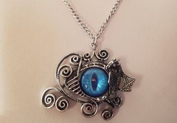 Dragon Eye Pendant/Dragon Eye Necklace/Dragon Jewelry/Dungeons and Dragons/Geekery Necklace/Wire Wrapped Dragon Eye