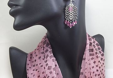 Chain Mail & Czech Crystals Earrings