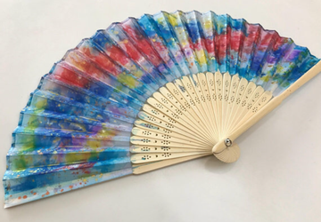 Tie Dye Hand Painted Hand Fan