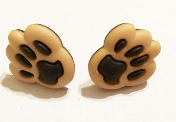 Adorable Light Brown Animal Paw Post Earrings #21
