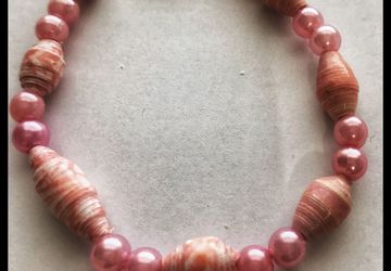 Pink paper bead bracelet