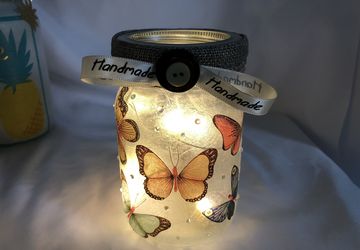 Handmade butterfly mason jar
