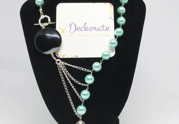 Asymmetric Pearl and Chain Necklace Evening Party Statement Jewelry for Women