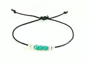 Black cord bracelet, cord, beaded, tiel beads, adjustable,