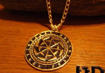 Golden Slavic Kolovrat Necklace - Slavic Kolovrat - Slavic Necklace - Tribal Necklace - Pagan Necklace - Golden Necklace - Slavic Medallion
