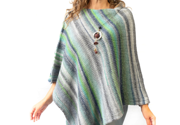 Gray women's knit poncho