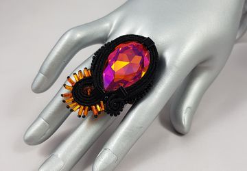 Soutache Swarovski ring
