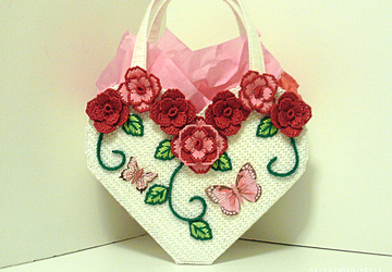 Red and Pink Rose Heart shaped Tote bag
