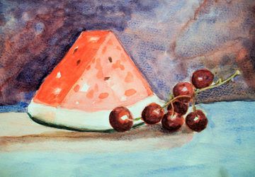 Summer Fruits, watercolor on paper