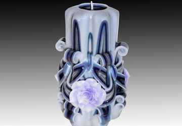 Rose candle - Anniversary gifts - Handmade gift candle - Hand Carved candles -Gift for him - Wedding - Violet rose candle - 5 inch/ 12cm