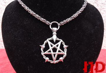 Silver Gothic Pentagram Necklace Pendant - Gothic Medallion Satan - Pentagram Medallion - Black Metal Pendant - Black Metal Necklace - Pagan