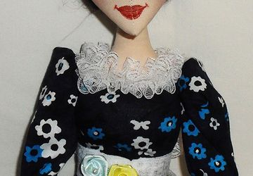 A textile boudoir doll "A lady with an umbrella"