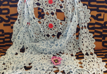 Beautiful blue crochet shawl