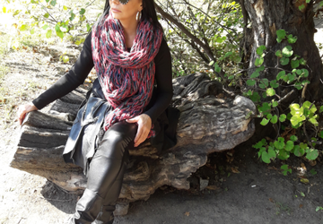 Hand arm knitted combo color oversized Super chunky scarf