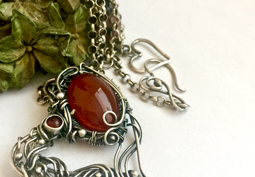 Sterling Silver Carnelian gemstone Heart pendant