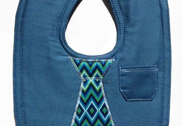 Denim Baby Bib with Appliquéd Necktie