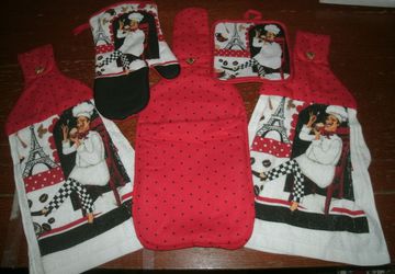 Love To Cook 5 Peice Hanging Kitchen Towel Set