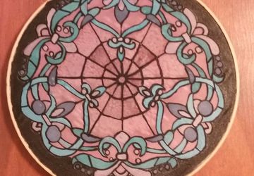 Stained Glass Inspired Silk Painting measuring 10"