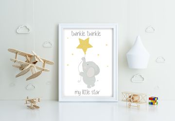 Twinkle Twinkle star elephant , Playroom print, nursery print, wall art, playroom poster, instant digital download,children wall art