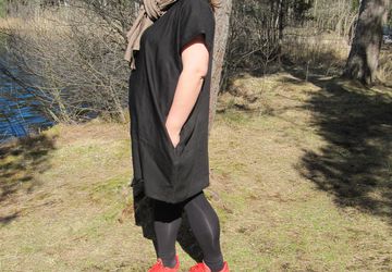 Linen dress,Plus size linen dress,Women dress,Dress with pockets,Short women dress,Hand made dress,Women plus size linen dress,Black dress