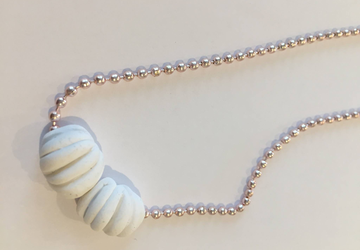 Minimalist double shells handsculpted in plated rose gold necklace n.003