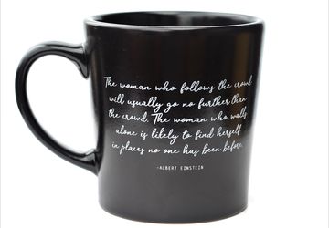 Black Coffee Mug. Einstein Mug. Ceramic Mug with Einstein Quote. Quote Mug. Black Pottery. 16 oz Mug. XXL Coffee Mug.