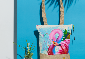 Flamingo Hand Painted Tote Bag