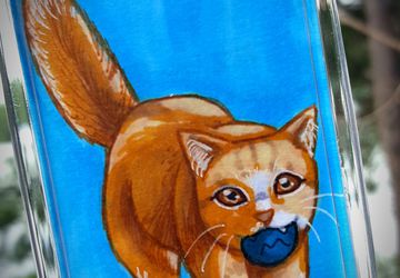 Kitty 2x3 Photo Keychain | Dainty and Adorable Orange Cat | Each Copy is Handpainted | Perfect For Cat Lovers | Back to School Accessory