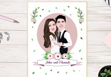 Custom Wedding Portrait Illustrated From Photo