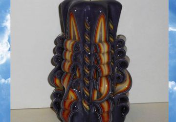 Unique handmade gift candle - Gift for friend - Purple candle - Hand Carved candles - 5 inch/ 12cm