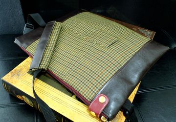 Brown Crossbody Bag, Tartan Messenger Bag, Messenger Bag, Shoulder Bag, Faux Leather Laptop Bag, Bespoke Bag