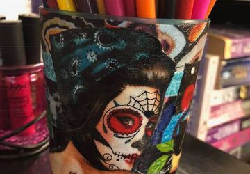 Rockabilly  |  Pencil Cup  |  Makeup Brush Holder  |  Art Supply Organizer