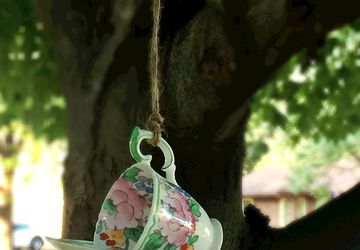 Floral Tea Cup Bird Feeder