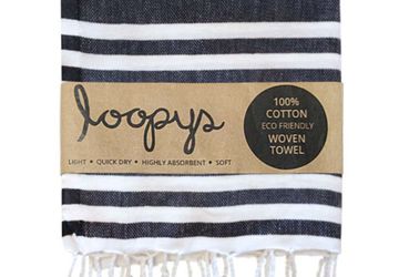 Black & White Double Stripe Turkish Towel From Loopys