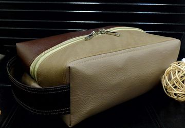 Brown Toiletry Bag, Mens Shaving Bag, Travel Toiletry Case, Dopp Kit For Men, Boxy Makeup Bag, Travel Zipper Bag