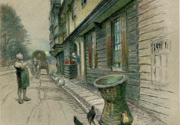 Cecil Aldin The King's Head-Chigwell Original Vintage Book Print 1921 Lithograph