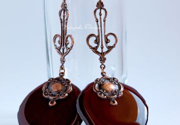 Earrings made of large rose petals