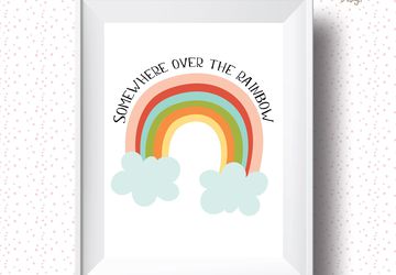 Over the rainbow, Playroom print, nursery wall decor, kids poster, nursery print, kids wall art, playroom poster, digital download.