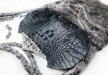 Vintage handbag with crocodile leather