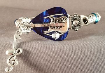 Guitar pick and guitar string bracelet "Rock & Roll Blues"