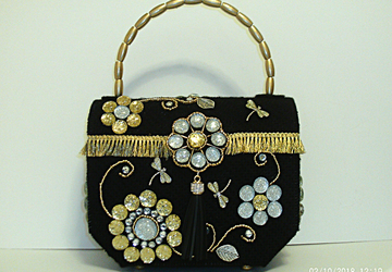 Jeweled Black and Sliver Trunk Bag