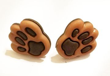 Adorable Dark Brown Animal Paw Post Earrings #22